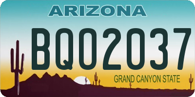 AZ license plate BQO2037