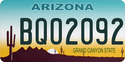 AZ license plate BQO2092
