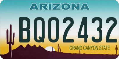 AZ license plate BQO2432