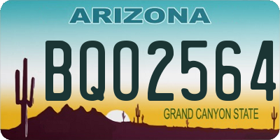 AZ license plate BQO2564
