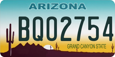 AZ license plate BQO2754