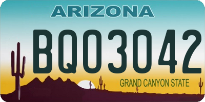 AZ license plate BQO3042