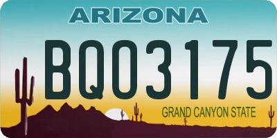AZ license plate BQO3175