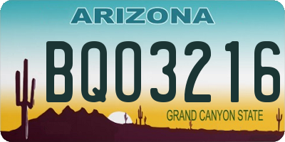 AZ license plate BQO3216