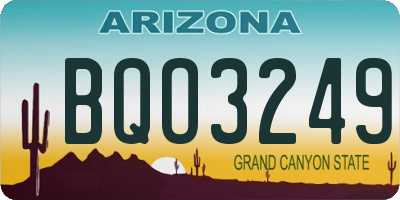 AZ license plate BQO3249