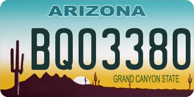 AZ license plate BQO3380
