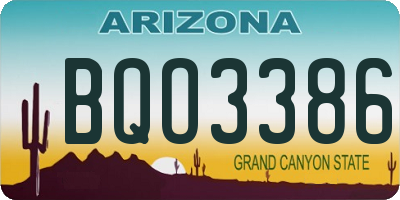 AZ license plate BQO3386