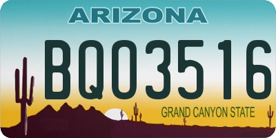 AZ license plate BQO3516