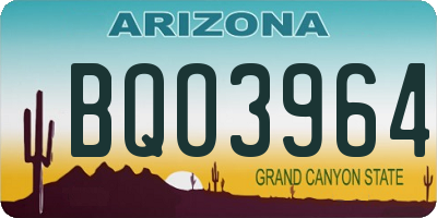 AZ license plate BQO3964
