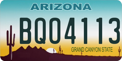 AZ license plate BQO4113