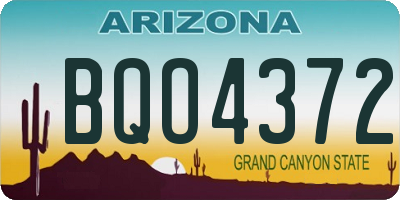 AZ license plate BQO4372
