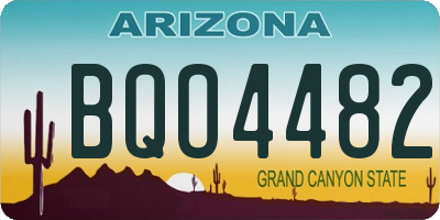 AZ license plate BQO4482