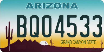 AZ license plate BQO4533