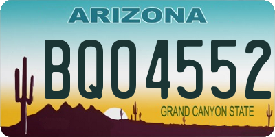 AZ license plate BQO4552
