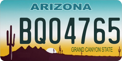 AZ license plate BQO4765