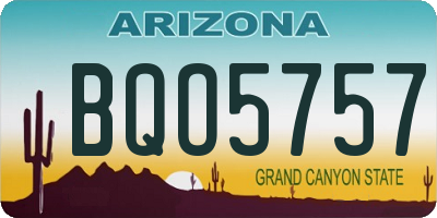 AZ license plate BQO5757
