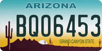 AZ license plate BQO6453