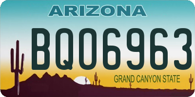 AZ license plate BQO6963