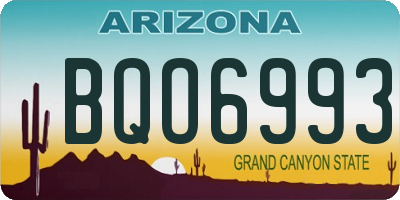 AZ license plate BQO6993