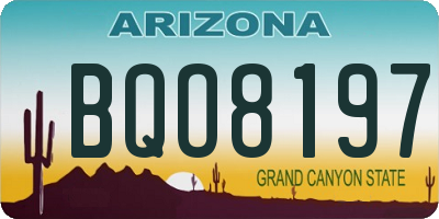AZ license plate BQO8197
