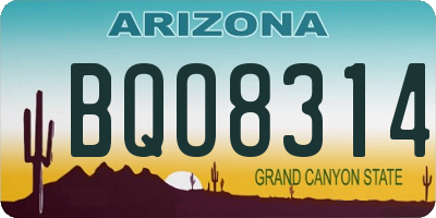 AZ license plate BQO8314