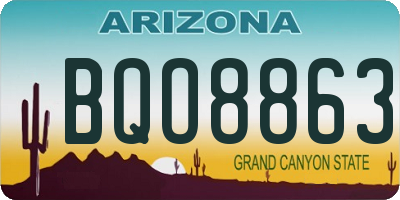 AZ license plate BQO8863