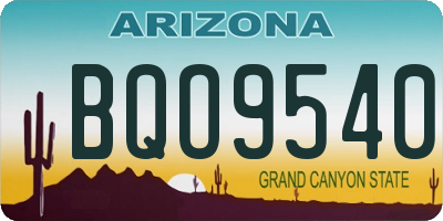AZ license plate BQO9540