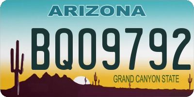 AZ license plate BQO9792