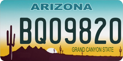 AZ license plate BQO9820