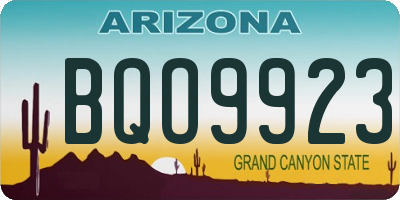 AZ license plate BQO9923