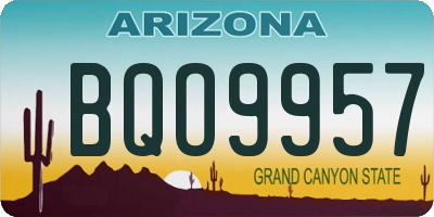 AZ license plate BQO9957