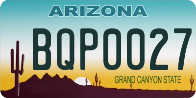 AZ license plate BQP0027