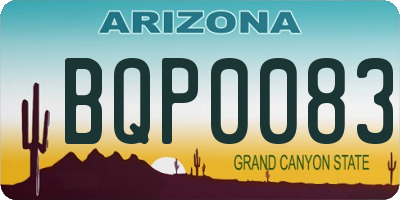 AZ license plate BQP0083