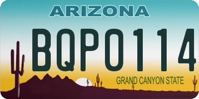AZ license plate BQP0114