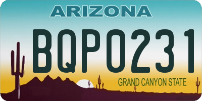 AZ license plate BQP0231