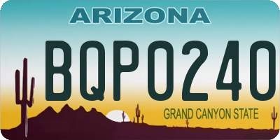 AZ license plate BQP0240