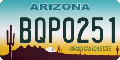 AZ license plate BQP0251