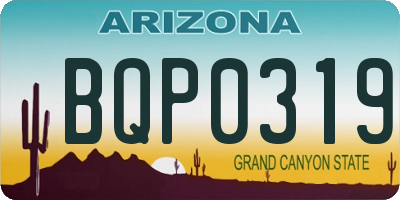 AZ license plate BQP0319