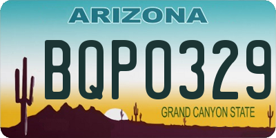 AZ license plate BQP0329