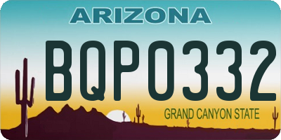 AZ license plate BQP0332