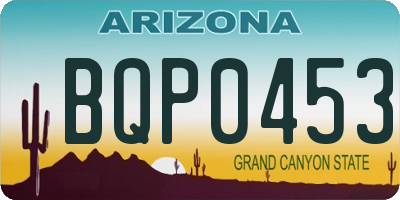 AZ license plate BQP0453