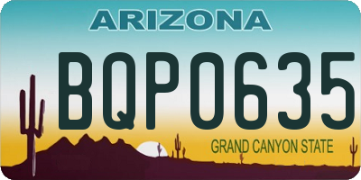 AZ license plate BQP0635