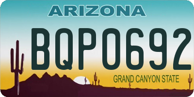 AZ license plate BQP0692