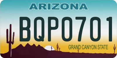 AZ license plate BQP0701