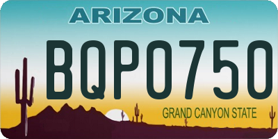 AZ license plate BQP0750