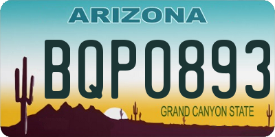 AZ license plate BQP0893