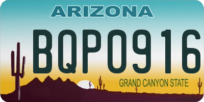 AZ license plate BQP0916