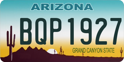 AZ license plate BQP1927