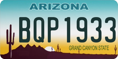AZ license plate BQP1933