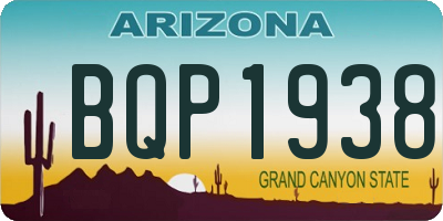 AZ license plate BQP1938